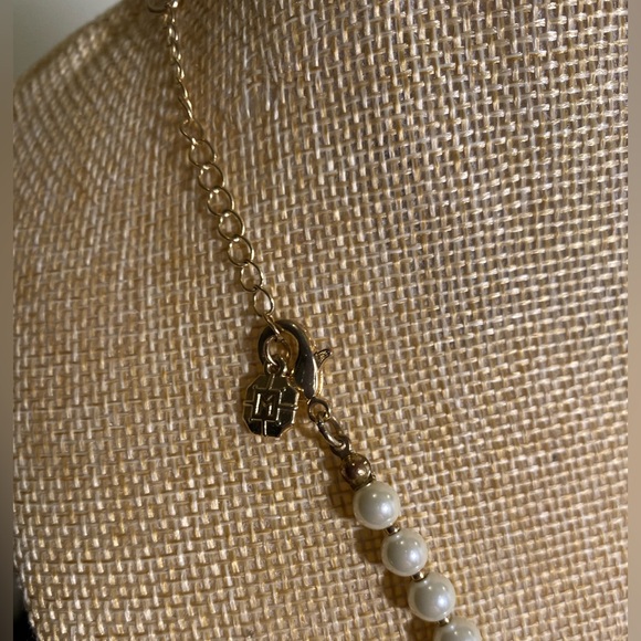 Vintage Monet Faux Pearl with Rhinestone Rondelle Bead Neckace. Approx: 9.5” - Picture 4 of 4